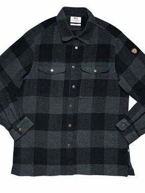 Fjallraven Men’s Black Check Heavy Wool Canda Shirt Size XL Plaid Flannel